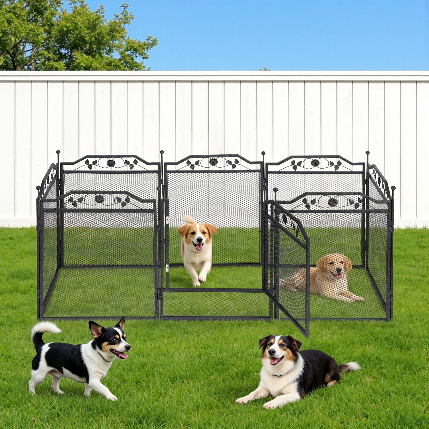 i.Pet Pet Dog Playpen Heavy-Duty Enclosure Multi-Configuration Indoor Outdoor Black - view 8