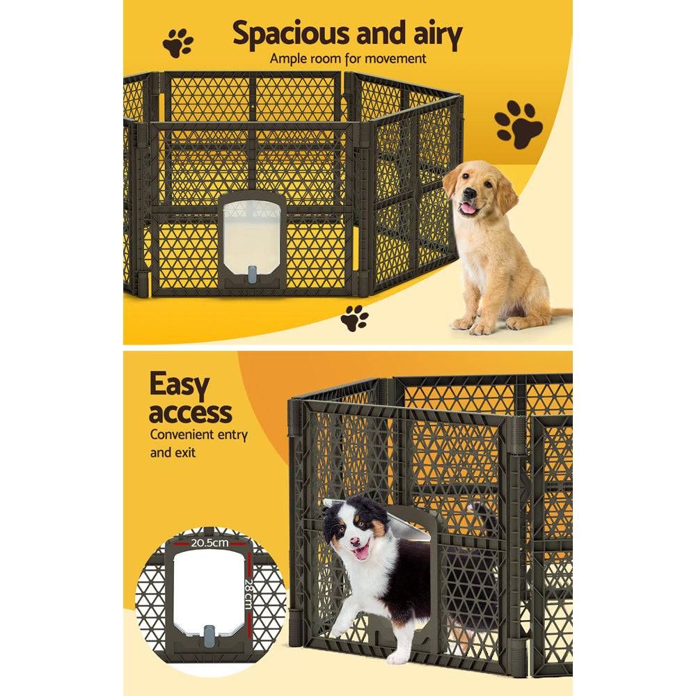 i.Pet Dog Playpen Enclosure 6 Panel Pet Fence Plastic Play Pen - view 5
