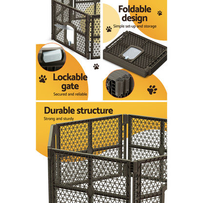 i.Pet Dog Playpen Enclosure 6 Panel Pet Fence Plastic Play Pen - view 6