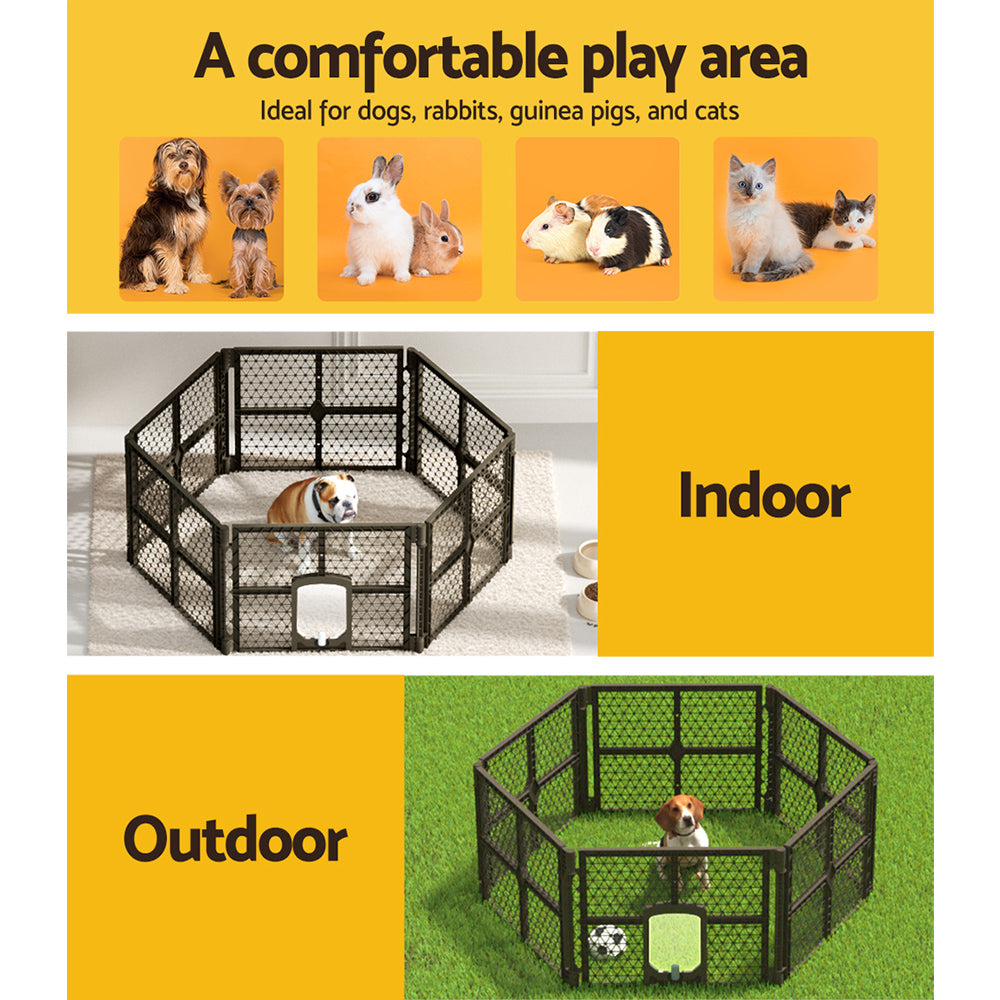 i.Pet Dog Playpen Enclosure 6 Panel Pet Fence Plastic Play Pen - view 7