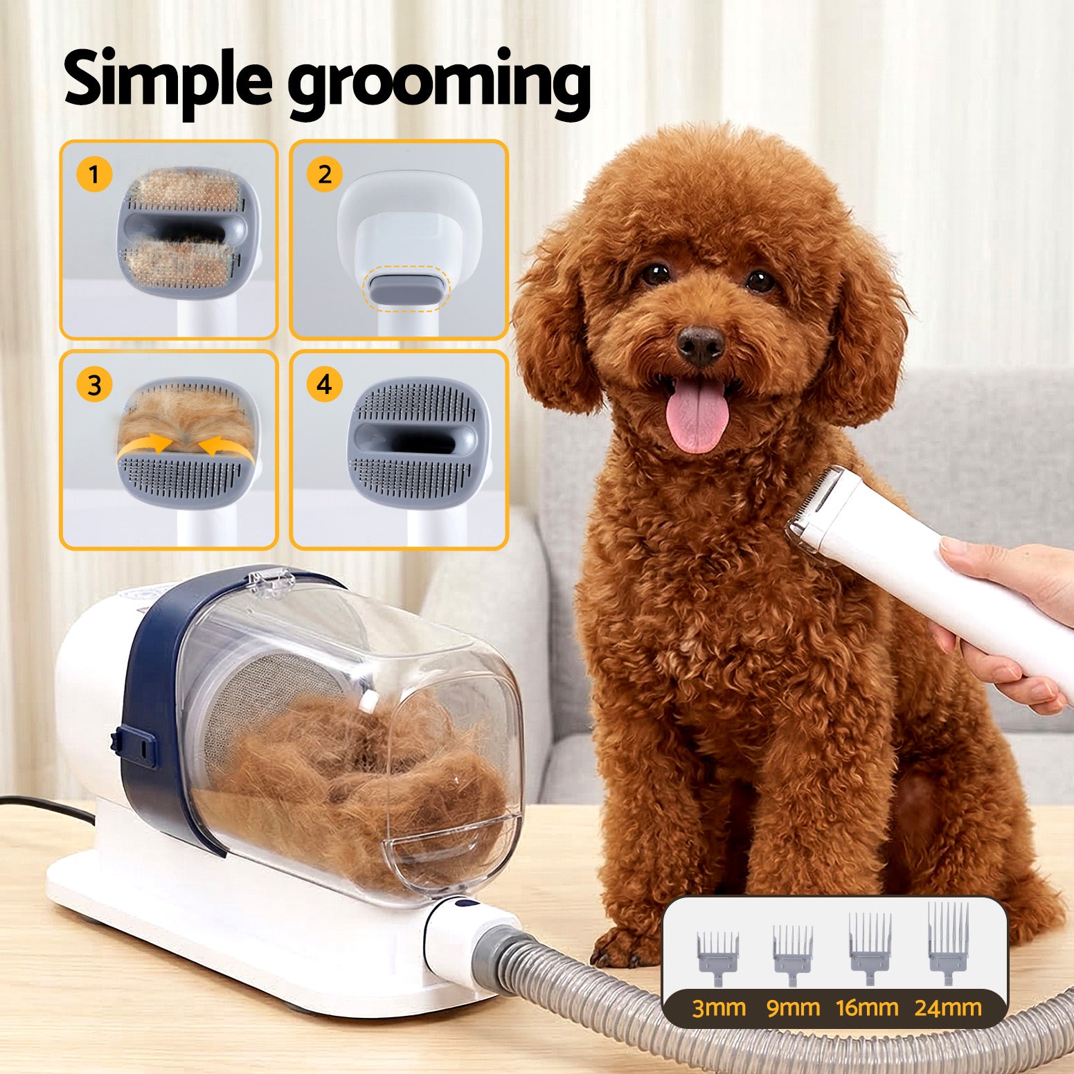 i.Pet Pet Grooming Kit Vacuum Dog Cat Hair Dryer Remover Clipper Brushes Cleaning - view 6
