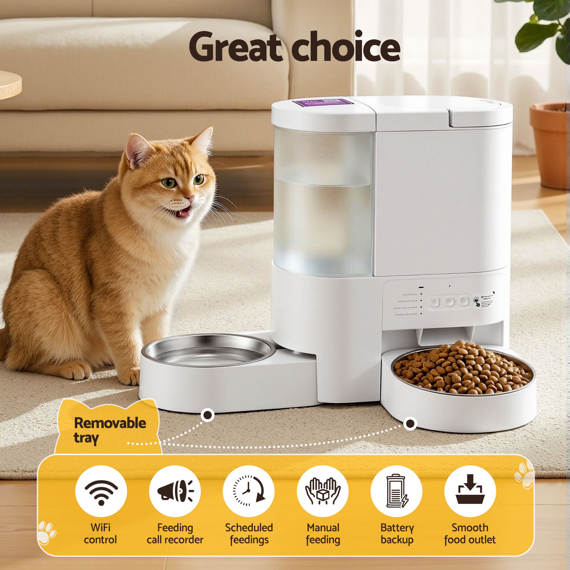 i.Pet Automatic Pet Feeder Water Dispenser 2-in-1 Smart WiFi Dog Cat Food 4L - view 4