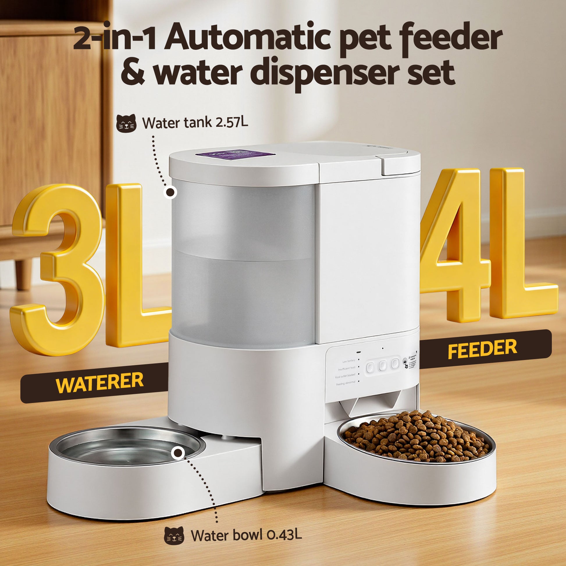 i.Pet Automatic Pet Feeder Water Dispenser 2-in-1 Smart WiFi Dog Cat Food 4L - view 5