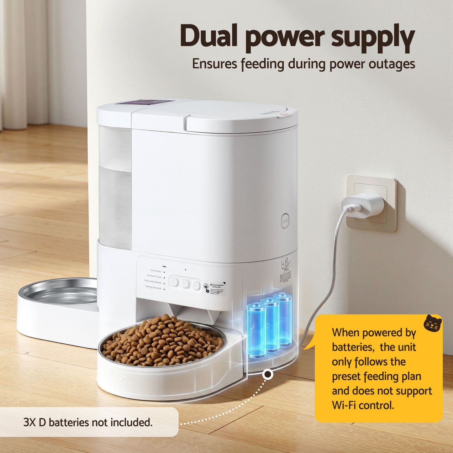 i.Pet Automatic Pet Feeder Water Dispenser 2-in-1 Smart WiFi Dog Cat Food 4L - view 9