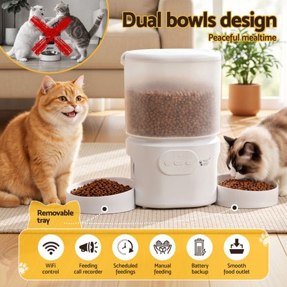 i.Pet 5L Automatic Pet Feeder Dual Bowl Smart Dispenser APP Control Cats Dogs - view 4