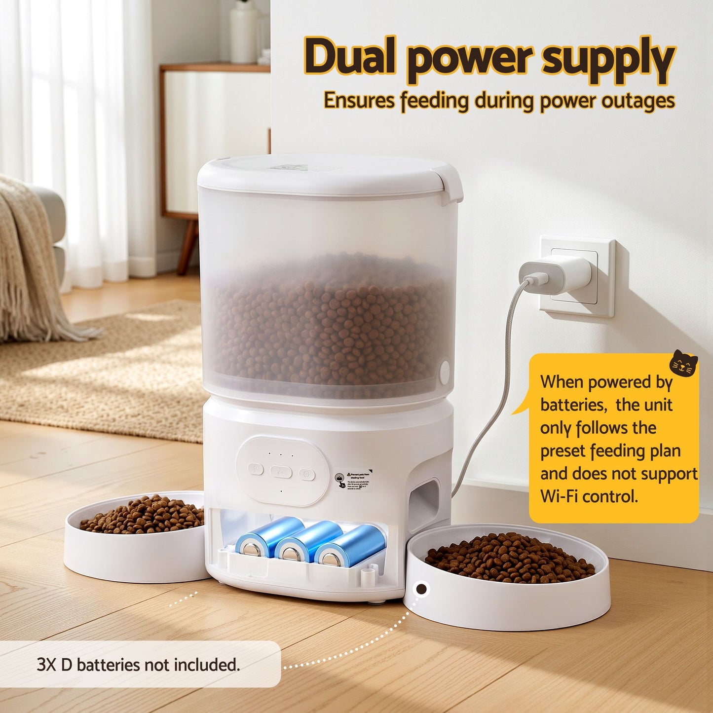 i.Pet 5L Automatic Pet Feeder Dual Bowl Smart Dispenser APP Control Cats Dogs - view 8
