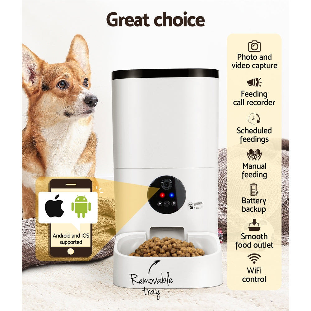 i.Pet Automatic Pet Feeder 6L Wifi Camera Dog Cat Smart Food Dispenser Timer - view 5
