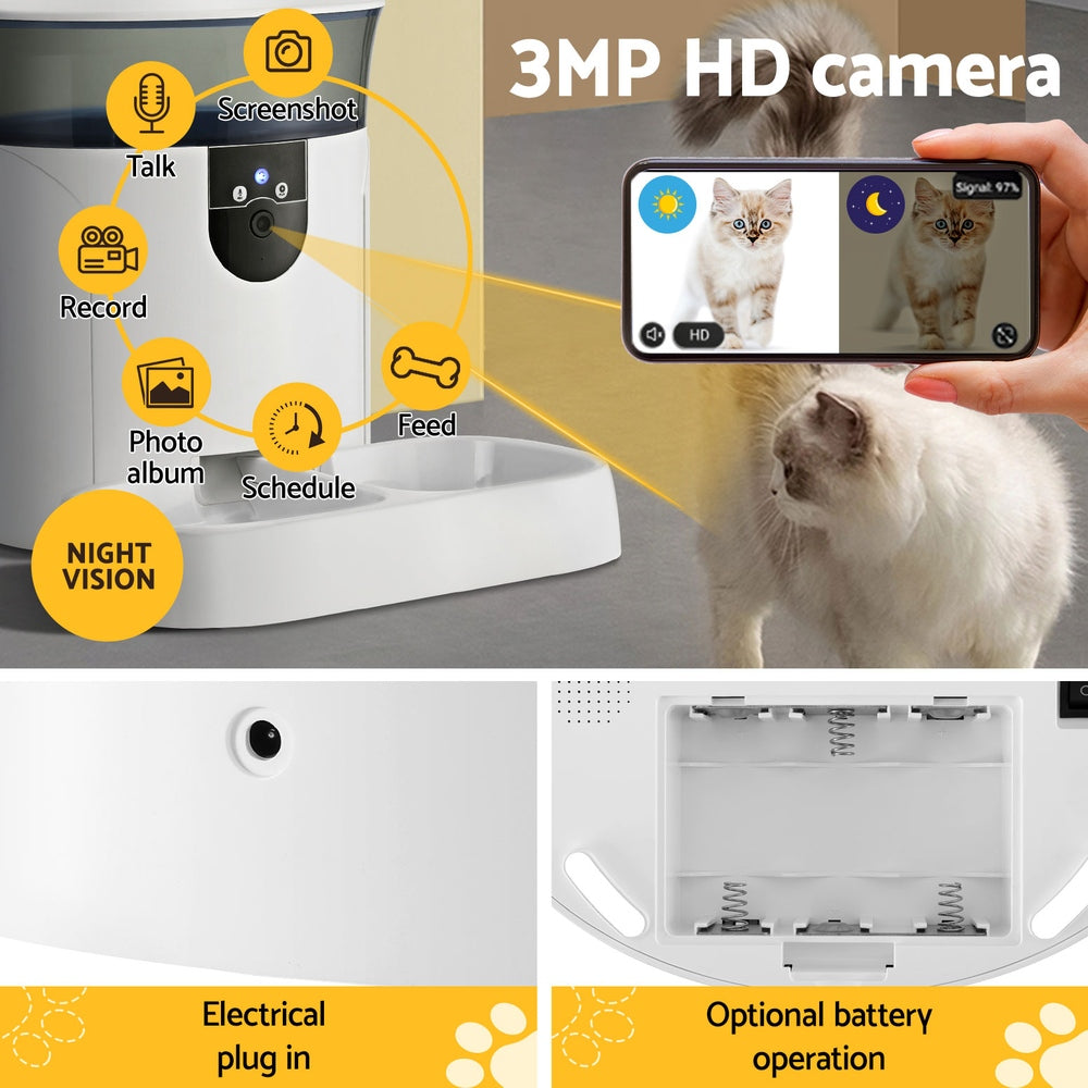 i.Pet Automatic Pet Feeder Dog Cat Camera Wifi Smart Food Dispenser Timer 7L APP - view 6