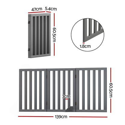 i.Pet Dog Gate Playpen Enclosure 3 Panels Pet Door Fence Wooden Play Pen Stair - view 2