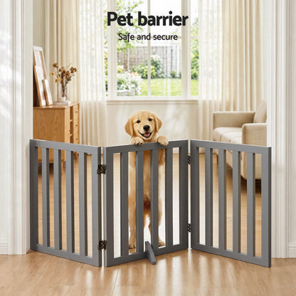 i.Pet Dog Gate Playpen Enclosure 3 Panels Pet Door Fence Wooden Play Pen Stair - view 4
