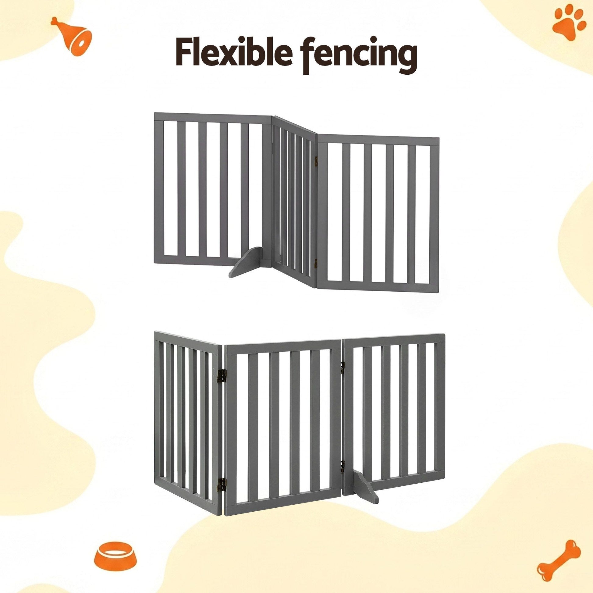 i.Pet Dog Gate Playpen Enclosure 3 Panels Pet Door Fence Wooden Play Pen Stair - view 5
