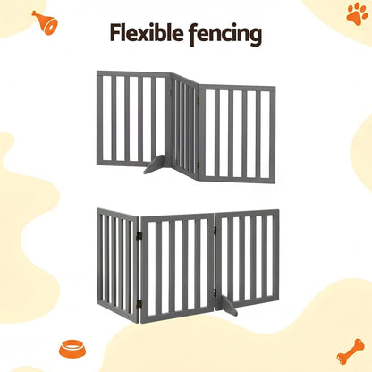 i.Pet Dog Gate Playpen Enclosure 3 Panels Pet Door Fence Wooden Play Pen Stair - view 5