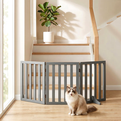 i.Pet Dog Gate Playpen Enclosure 3 Panels Pet Door Fence Wooden Play Pen Stair - view 8
