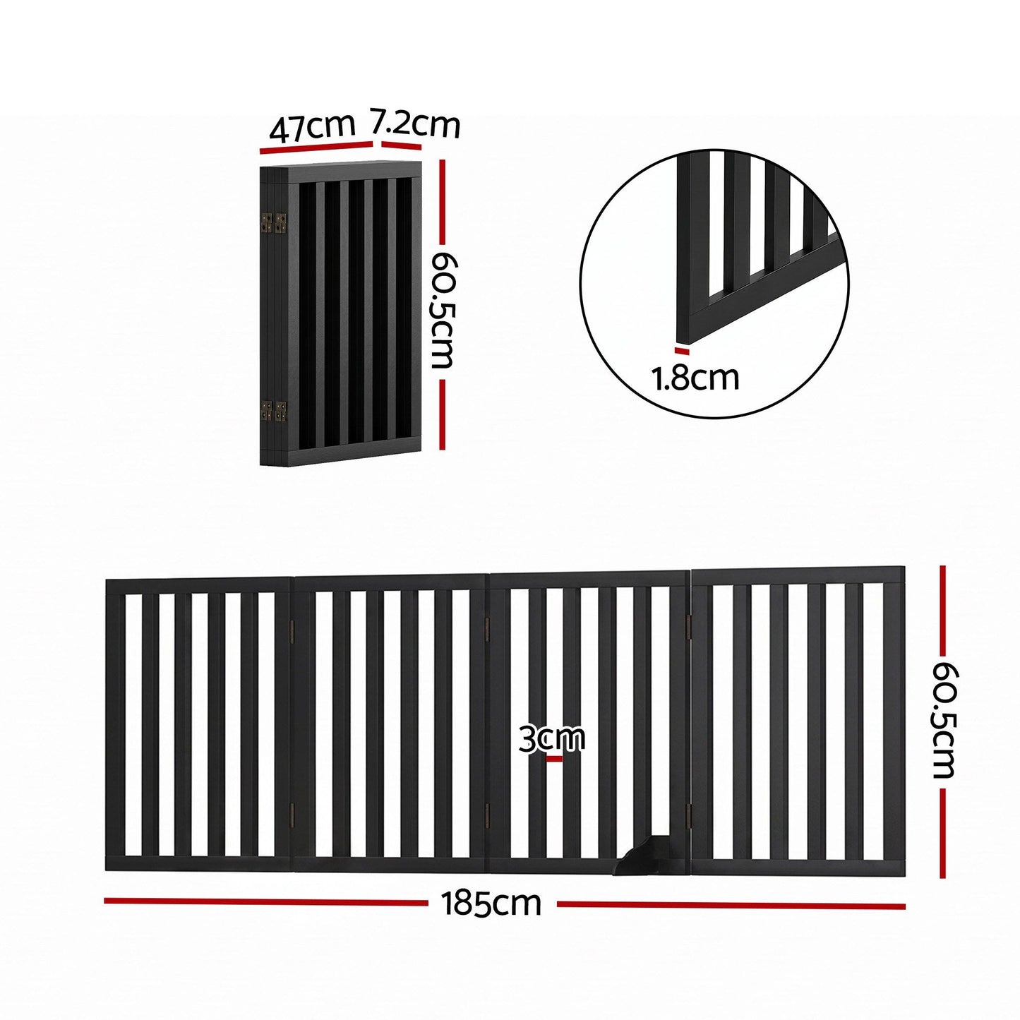 i.Pet Dog Gate Playpen Enclosure 4 Panels Pet Door Fence Wooden Play Pen Stair - view 2