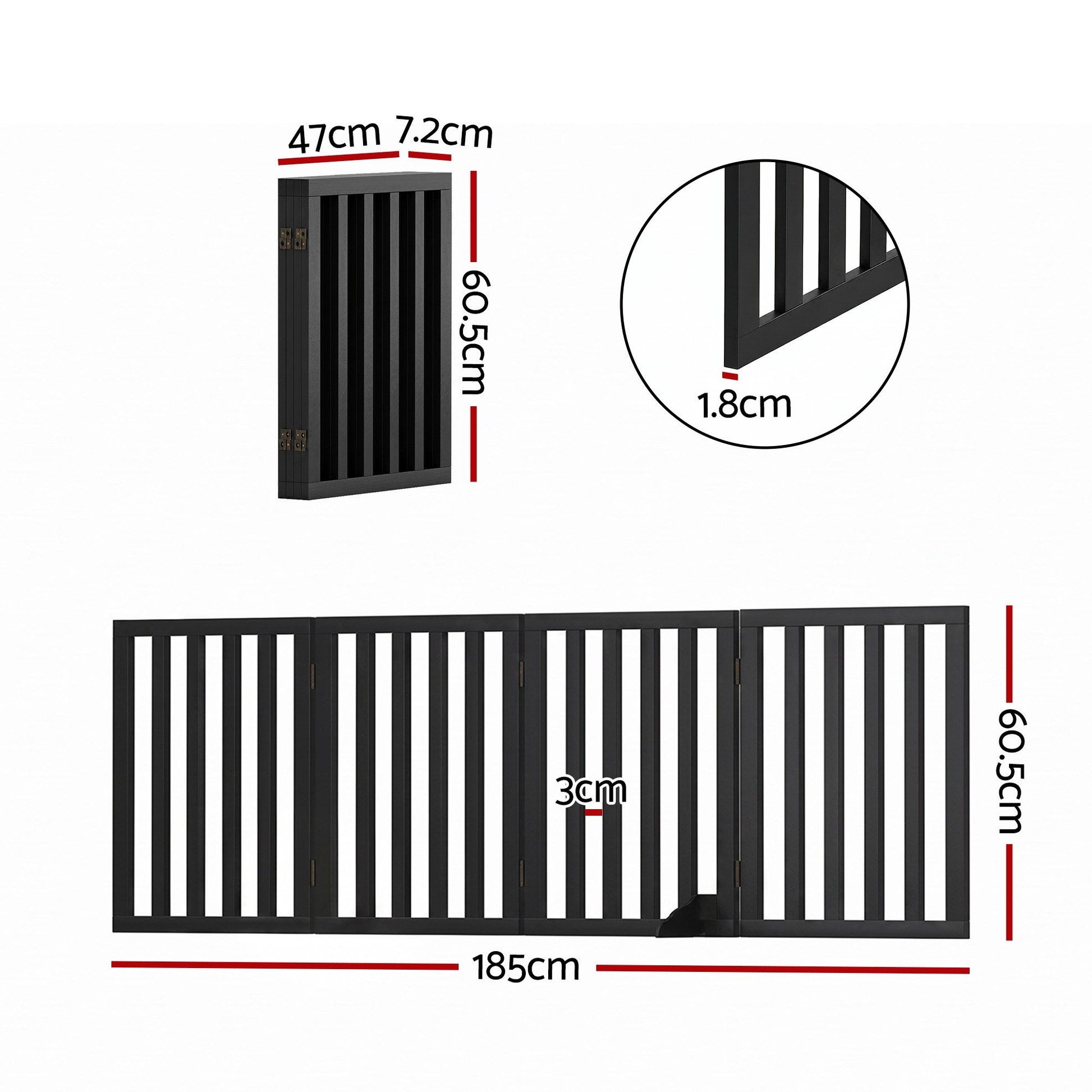 i.Pet Dog Gate Playpen Enclosure 4 Panels Pet Door Fence Wooden Play Pen Stair - view 2