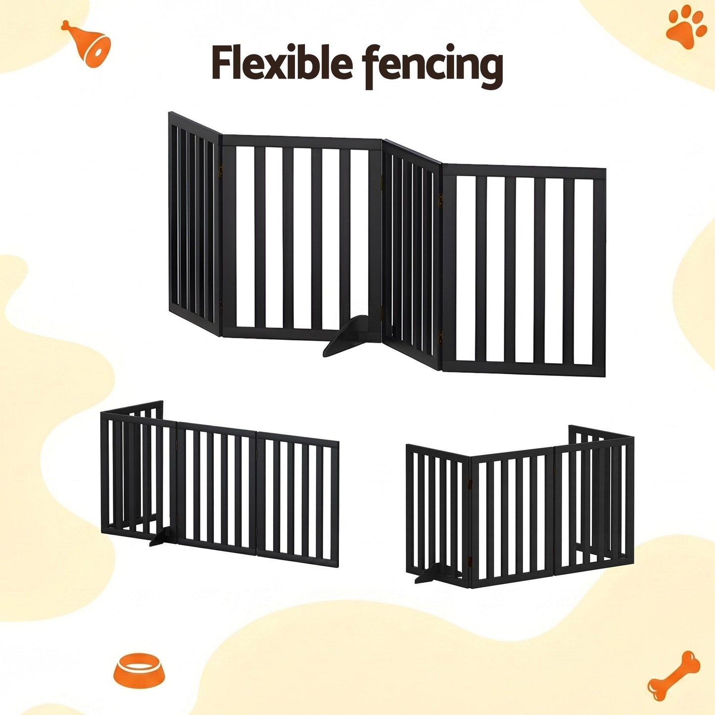 i.Pet Dog Gate Playpen Enclosure 4 Panels Pet Door Fence Wooden Play Pen Stair - view 5
