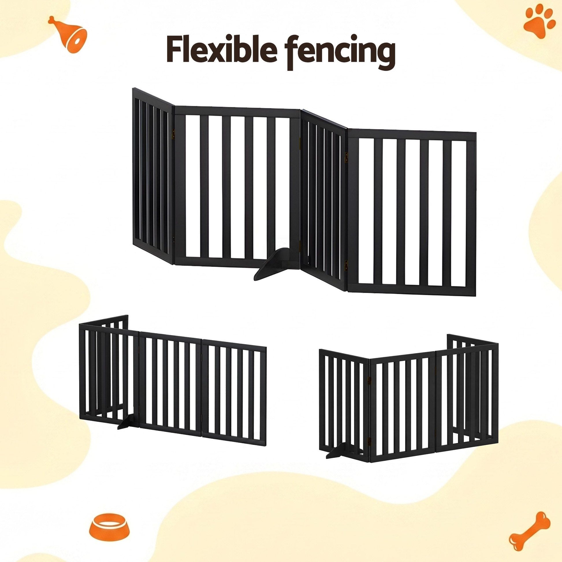 i.Pet Dog Gate Playpen Enclosure 4 Panels Pet Door Fence Wooden Play Pen Stair - view 5