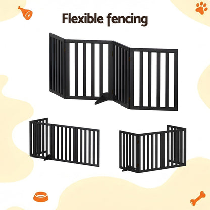 i.Pet Dog Gate Playpen Enclosure 4 Panels Pet Door Fence Wooden Play Pen Stair - view 5