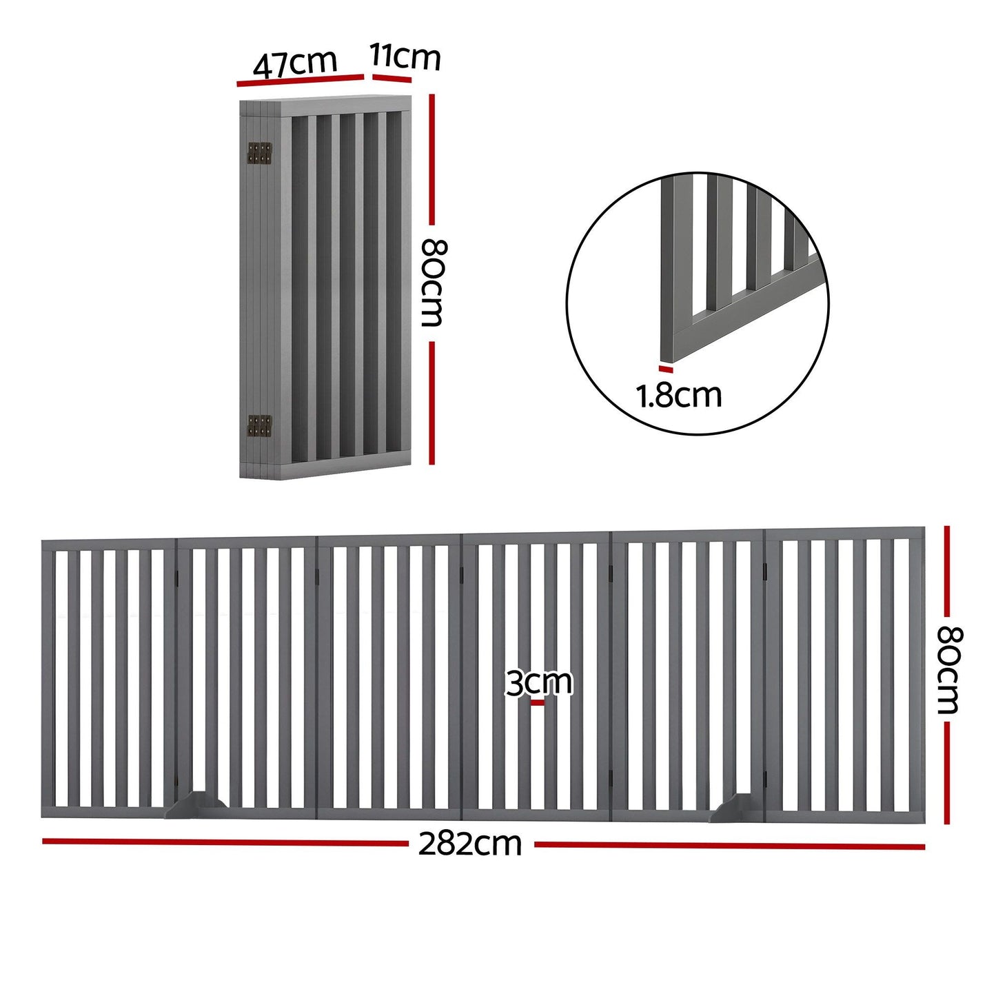 i.Pet Dog Gate Playpen Enclosure 6 Panels Pet Door Fence Wooden Play Pen Stair - view 2