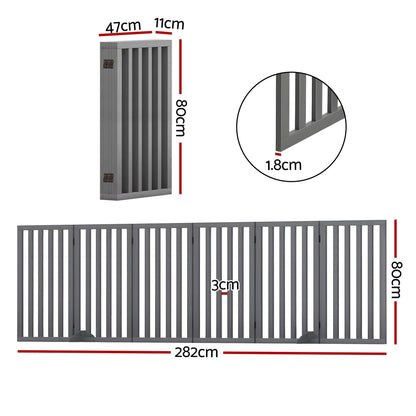 i.Pet Dog Gate Playpen Enclosure 6 Panels Pet Door Fence Wooden Play Pen Stair - view 2