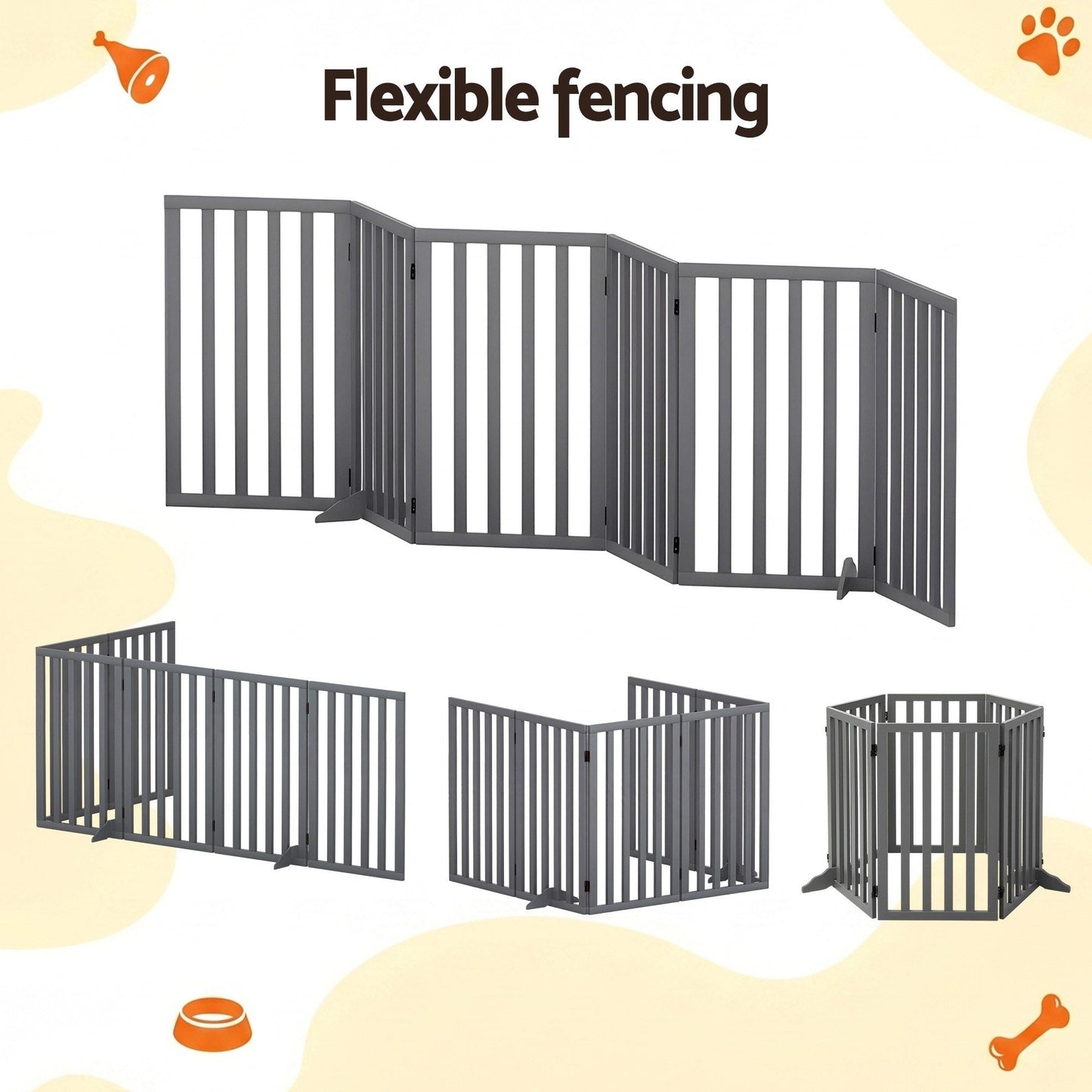 i.Pet Dog Gate Playpen Enclosure 6 Panels Pet Door Fence Wooden Play Pen Stair - view 5