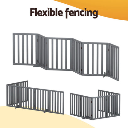 i.Pet Dog Playpen Enclosure 6 Panel Pet Fence Wooden Play Pen - view 4