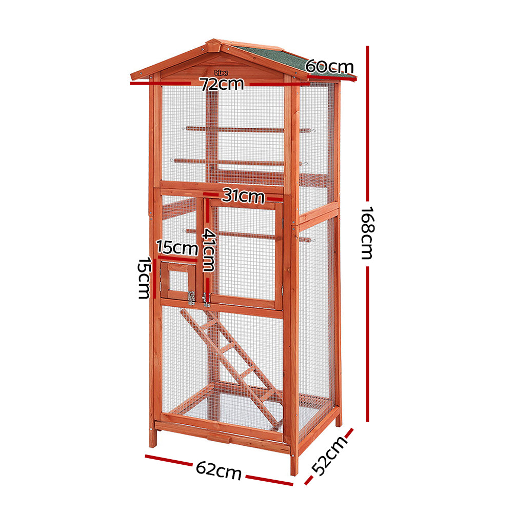 i.Pet Bird Cage 72cm x 60cm x 168cm Pet Cages Large Aviary Parrot Carrier Travel Canary Wooden XL - view 2