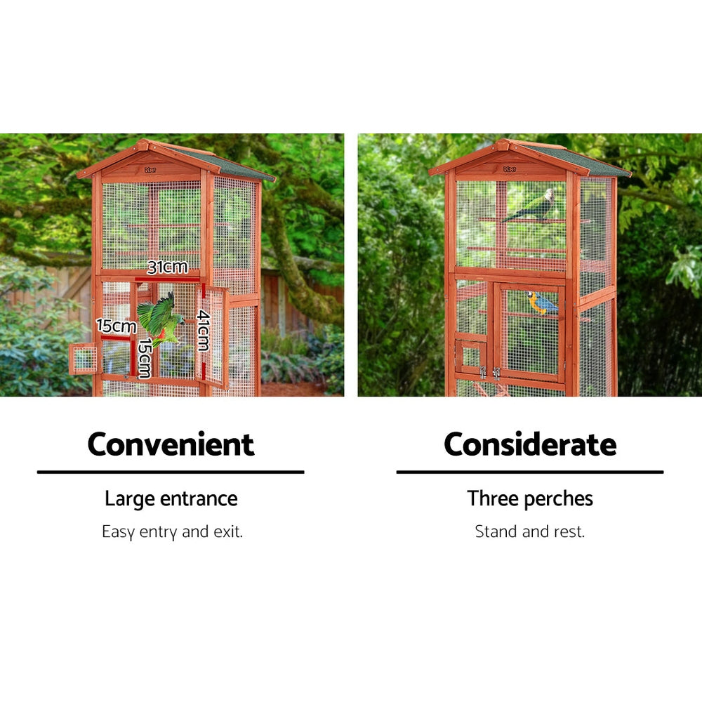 i.Pet Bird Cage 72cm x 60cm x 168cm Pet Cages Large Aviary Parrot Carrier Travel Canary Wooden XL - view 5