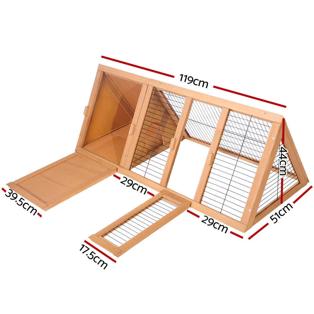 i.Pet Rabbit Hutch Chicken Coop 119cm x 51cm x 44cm Chicken Coop Large Run Wooden Cage Outdoor - view 2