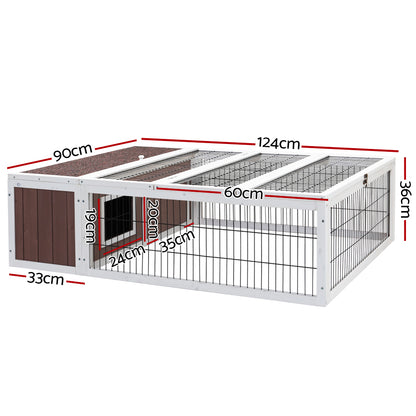 i.Pet Rabbit Hutch 124cm x 90cm x 35cm Chicken Coop Large Outdoor Wooden Run Cage House - view 2