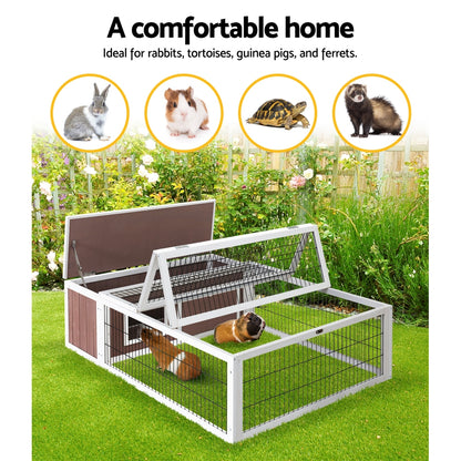 i.Pet Rabbit Hutch 124cm x 90cm x 35cm Chicken Coop Large Outdoor Wooden Run Cage House - view 4