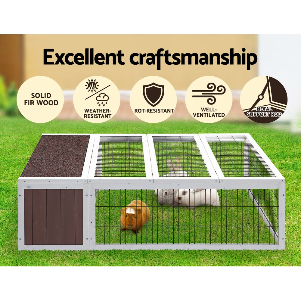 i.Pet Rabbit Hutch 124cm x 90cm x 35cm Chicken Coop Large Outdoor Wooden Run Cage House - view 5