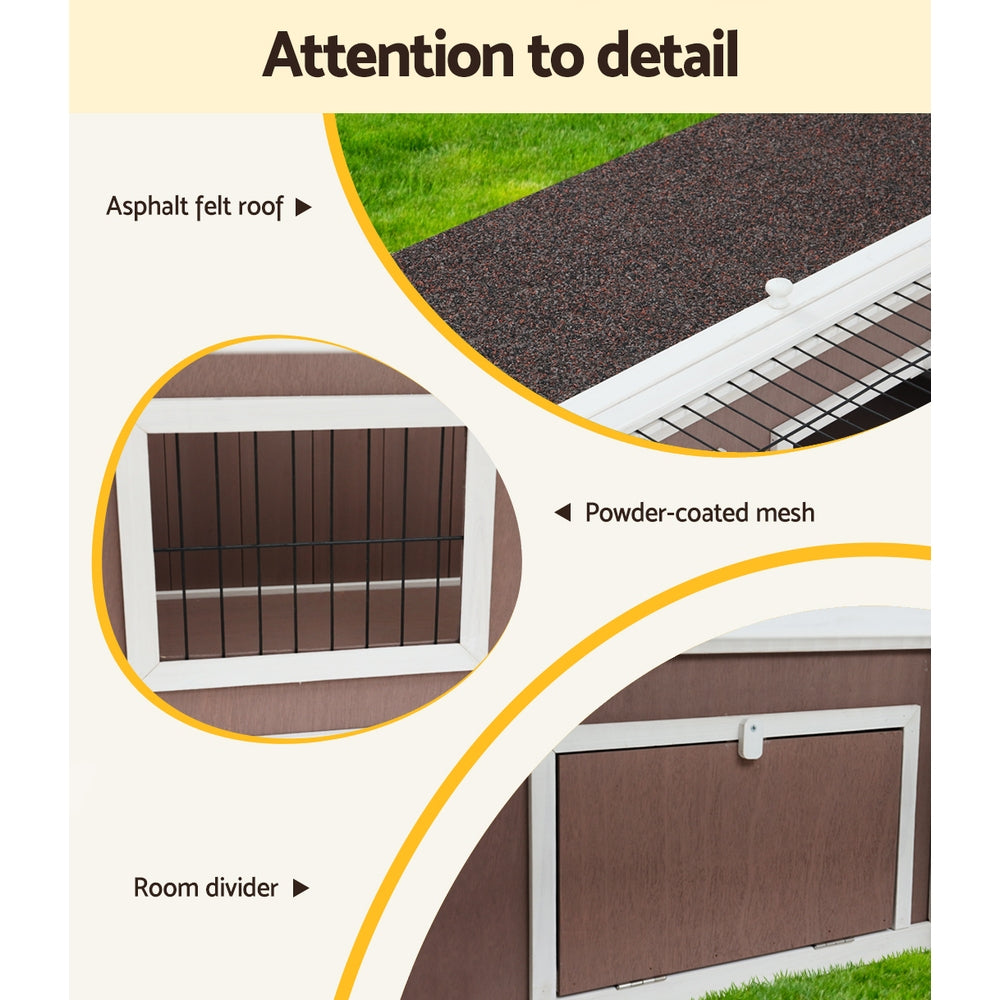 i.Pet Rabbit Hutch 124cm x 90cm x 35cm Chicken Coop Large Outdoor Wooden Run Cage House - view 6