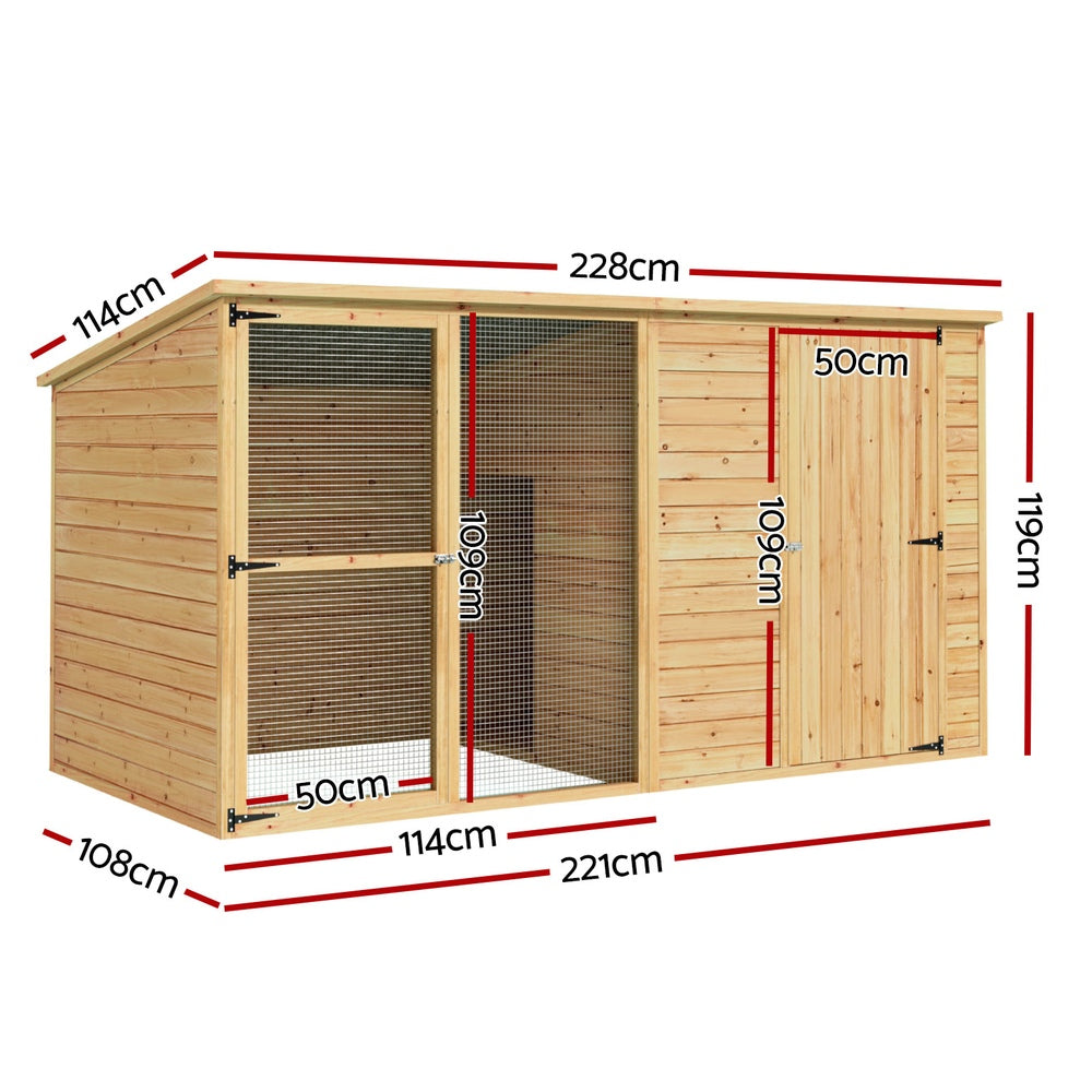 i.Pet Dog Kennel Extra Large 2.28M Wooden House Bed Outdoor Pet Puppy Cabin Log - view 2