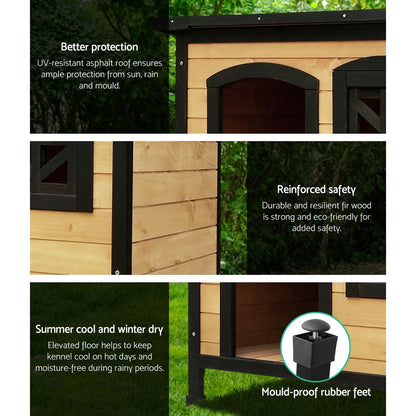 i.Pet Dog Kennel Extra Large Wooden Outdoor Indoor Puppy Pet House Cabin Crate Weatherproof - view 4