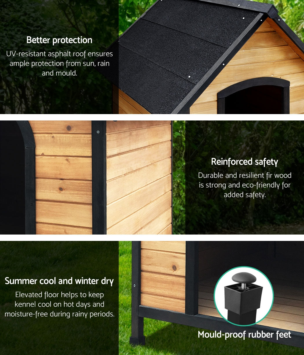 i.Pet Dog Kennel Extra Large Wooden Outdoor House Pet Puppy House XL Crate Cabin Waterproof - view 4