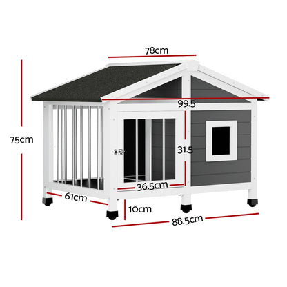 i.Pet Dog Kennel House Large Wooden Outdoor Pet Kennels Indoor Puppy Cabin Home - view 2