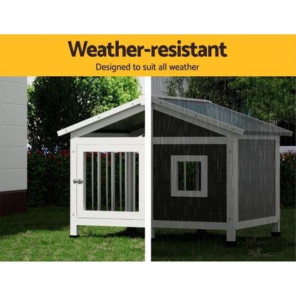 i.Pet Dog Kennel House Large Wooden Outdoor Pet Kennels Indoor Puppy Cabin Home - view 4