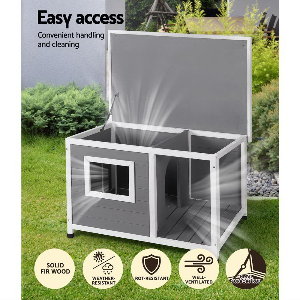 i.Pet Dog Kennel House Large Wooden Outdoor Pet Kennels Indoor Puppy Cabin Log - view 6