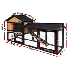 i.Pet Chicken Coop Rabbit Hutch 165cm x 43cm x 86cm Chicken Coop Large Run House Cage Wooden Outdoor - view 2
