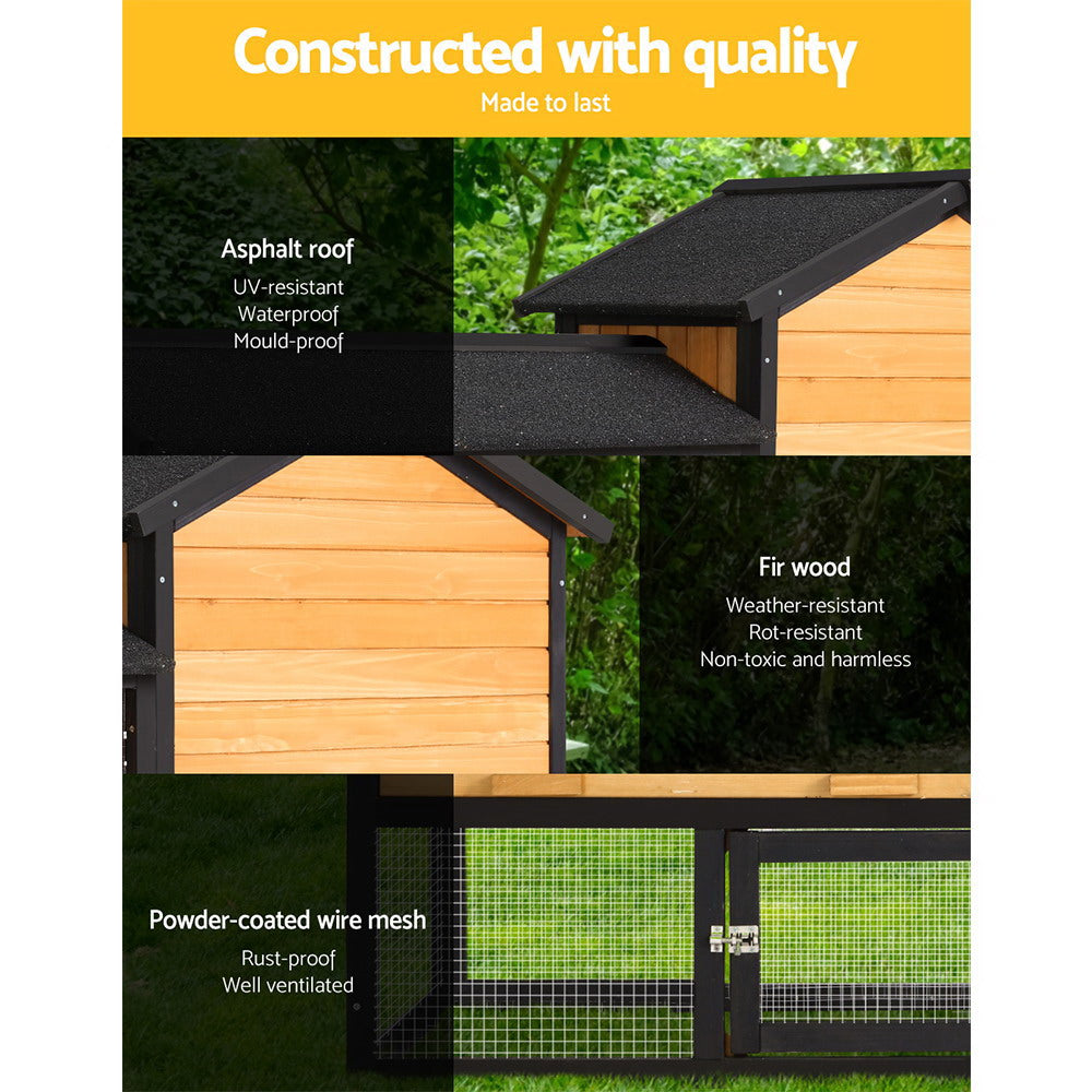 i.Pet Chicken Coop Rabbit Hutch 165cm x 43cm x 86cm Chicken Coop Large Run House Cage Wooden Outdoor - view 4