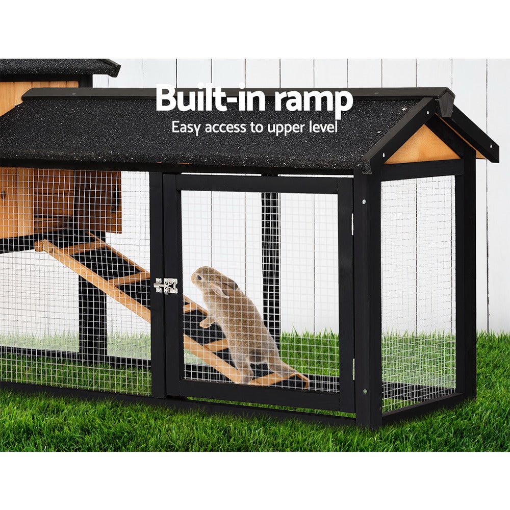 i.Pet Chicken Coop Rabbit Hutch 165cm x 43cm x 86cm Chicken Coop Large Run House Cage Wooden Outdoor - view 6
