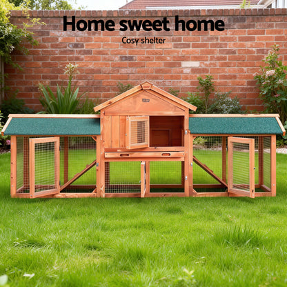 i.Pet Chicken Coop Rabbit Hutch 220cm x 44cm x 84cm Large Chicken Coop Run Wooden Outdoor Cage House - view 5