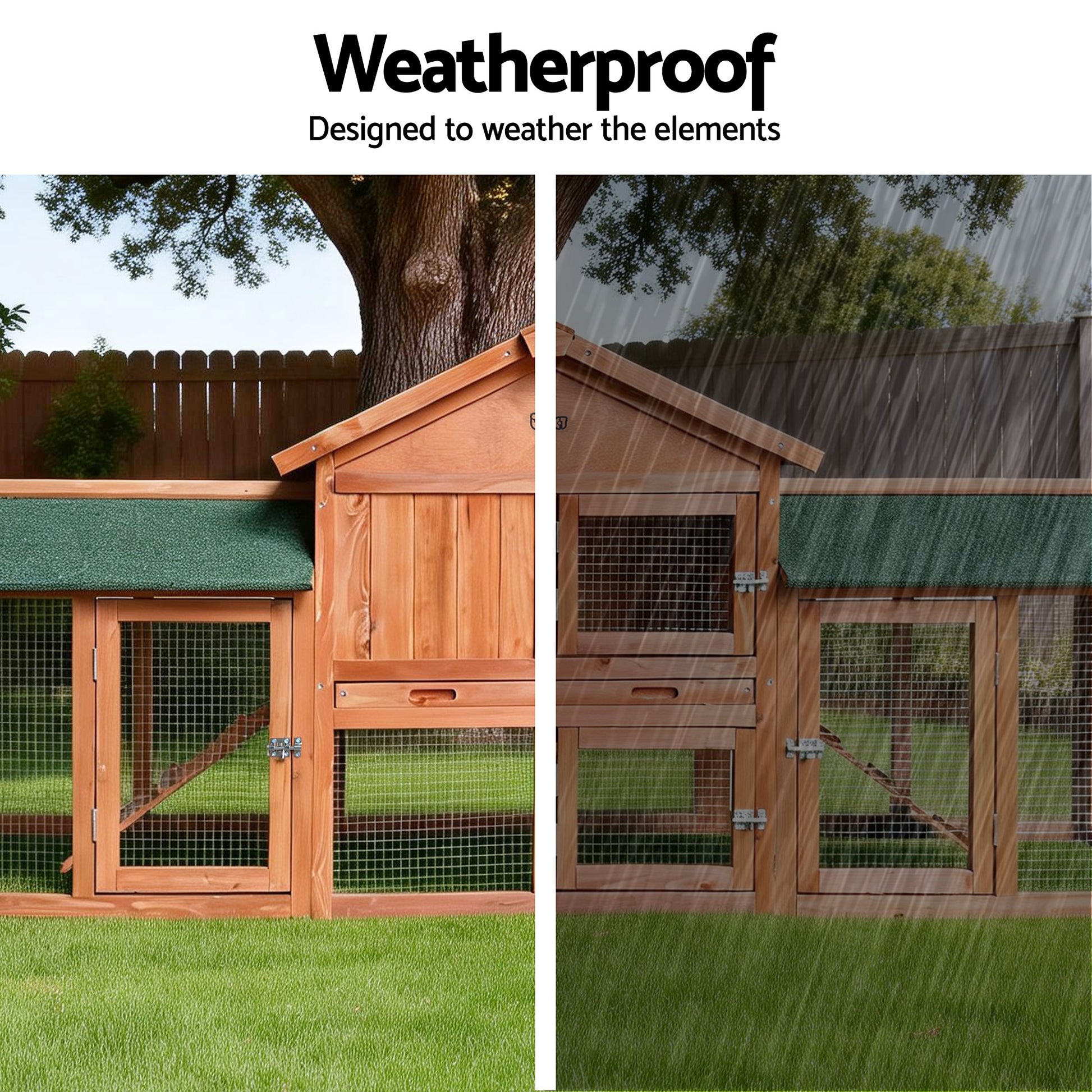 i.Pet Chicken Coop Rabbit Hutch 220cm x 44cm x 84cm Large Chicken Coop Run Wooden Outdoor Cage House - view 7