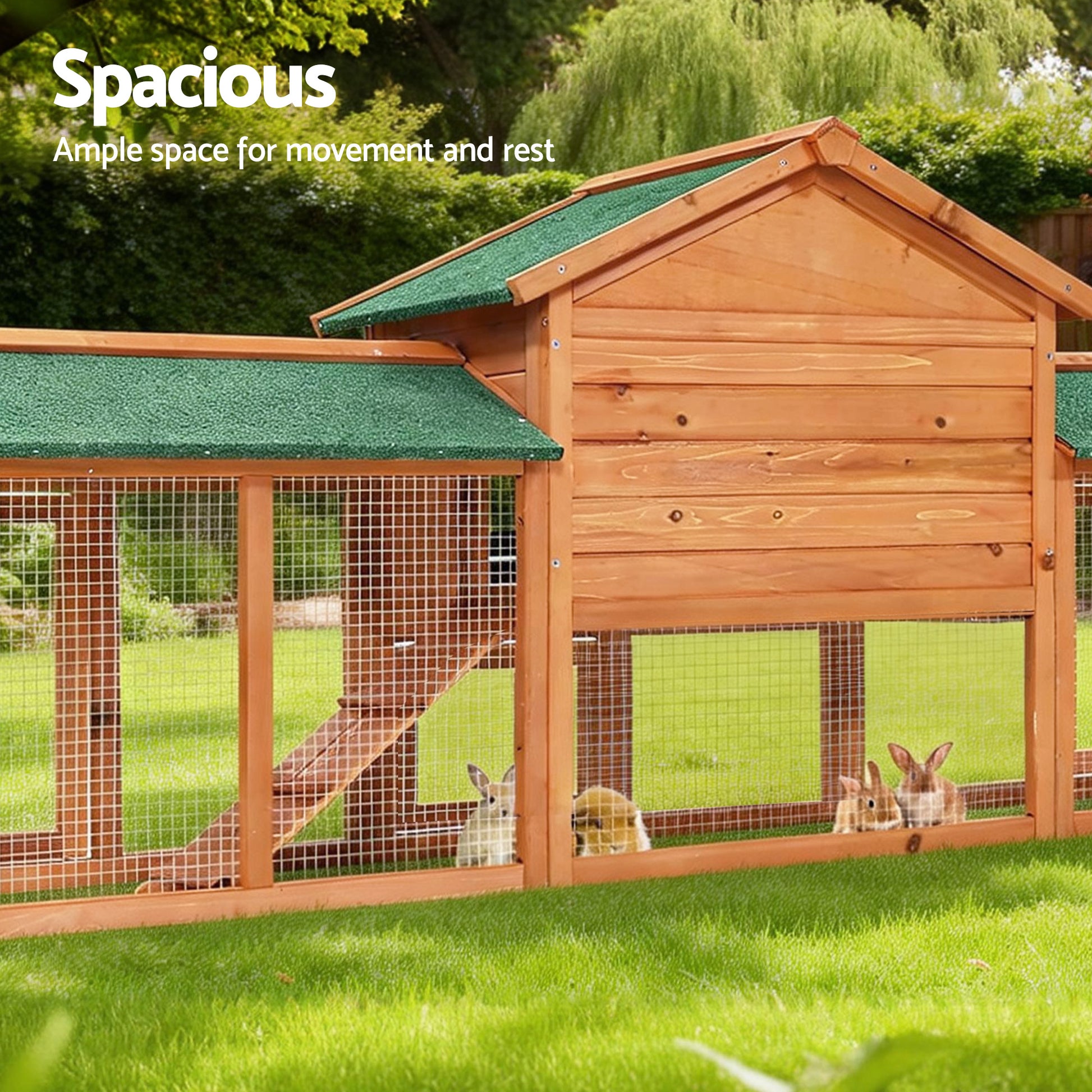 i.Pet Chicken Coop Rabbit Hutch 220cm x 44cm x 84cm Large Chicken Coop Run Wooden Outdoor Cage House - view 8