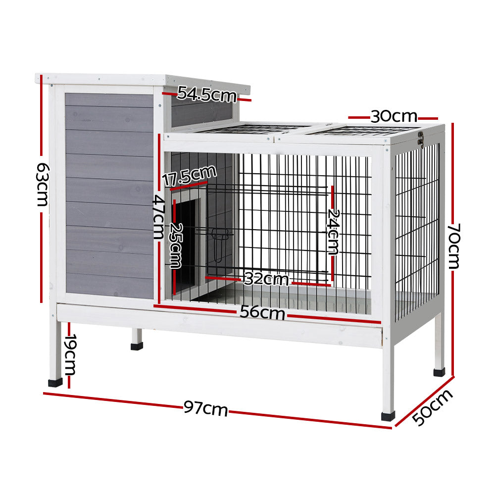 i.Pet Rabbit Hutch Chicken Coop 97cm x 49cm x 86cm Chicken Coop Large Run Wooden Outdoor Cage House - view 2