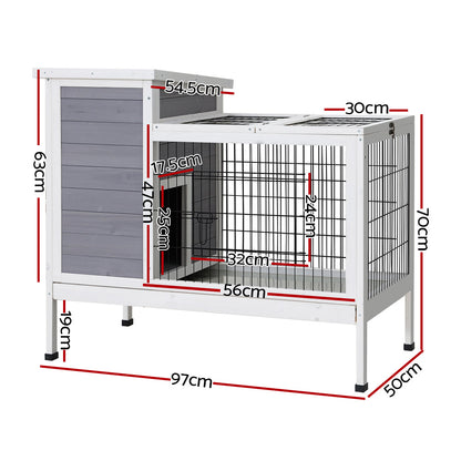i.Pet Rabbit Hutch Chicken Coop 97cm x 49cm x 86cm Chicken Coop Large Run Wooden Outdoor Cage House - view 2