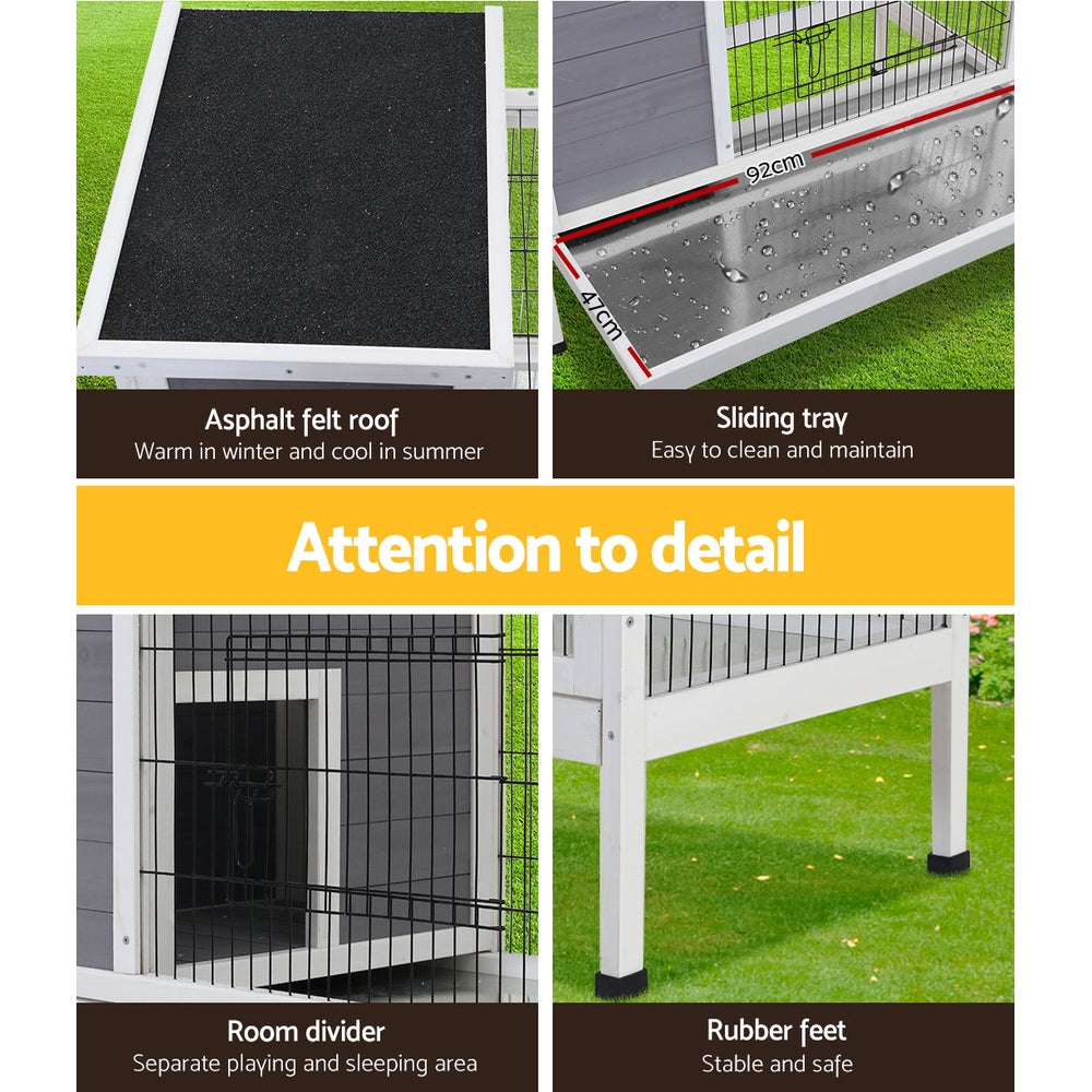 i.Pet Rabbit Hutch Chicken Coop 97cm x 49cm x 86cm Chicken Coop Large Run Wooden Outdoor Cage House - view 6
