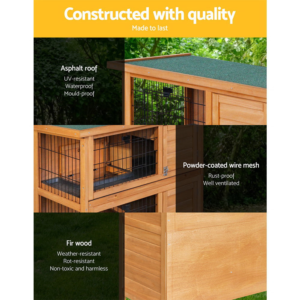 i.Pet Rabbit Hutch Chicken Coop 91.5cm x 46cm x 116.5cm Chicken Coop Large House Cage Run Wooden Outdoor - view 4