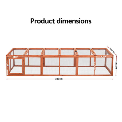 i.Pet Chicken Coop Wooden Pet Run Rabbit Hutch Large Outdoor Cage with Play Area Brown - view 2